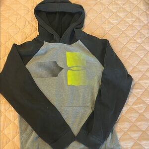 Under Armour Men's Black and Gray Hoodie with Yellow Logo